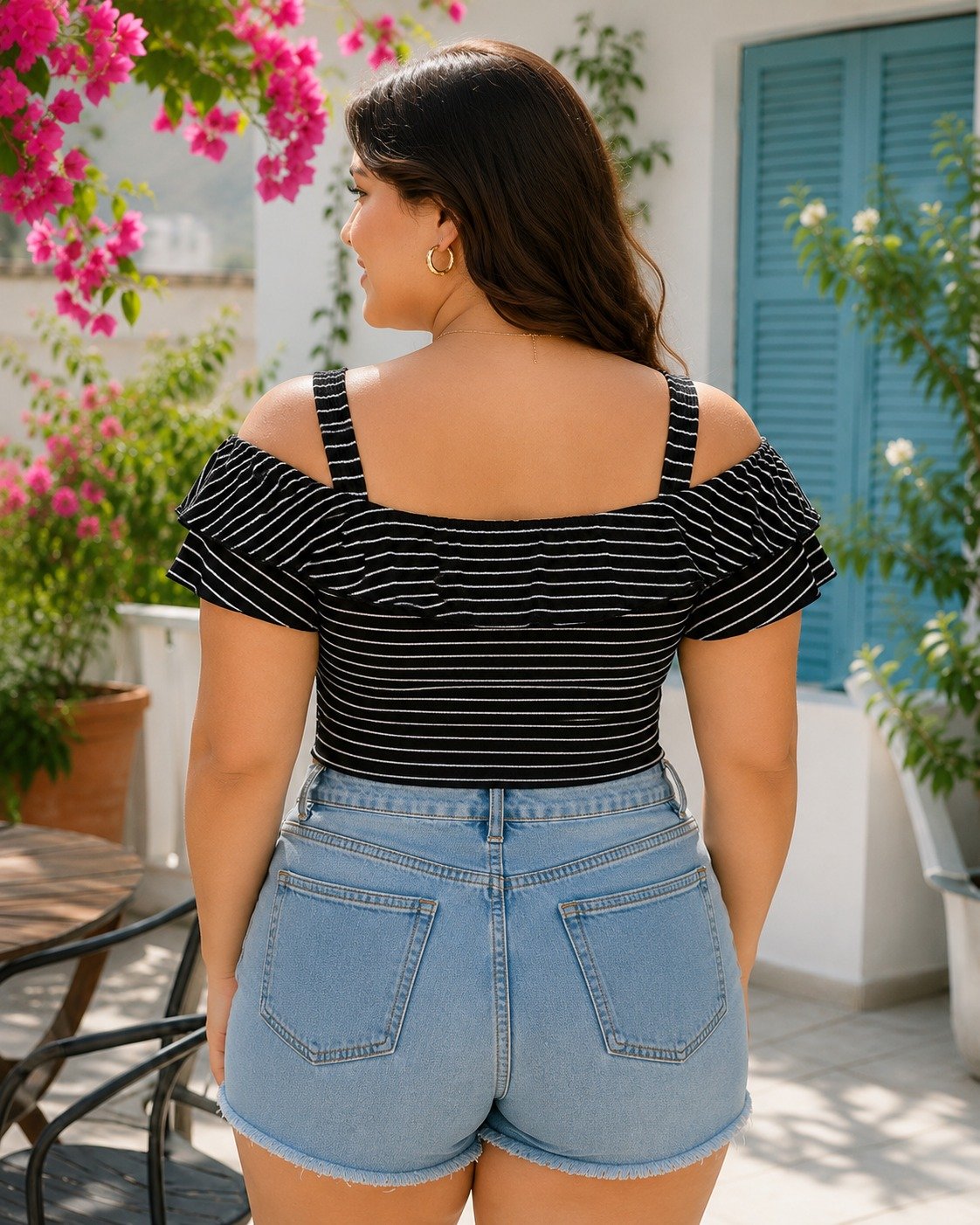 ST-Crop Top Iris a Rayas Hombros Descubiertos y Holan - Imagen 3