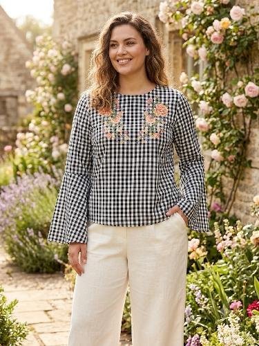 ST-BLUSA CUADROS BORDADA IRIS