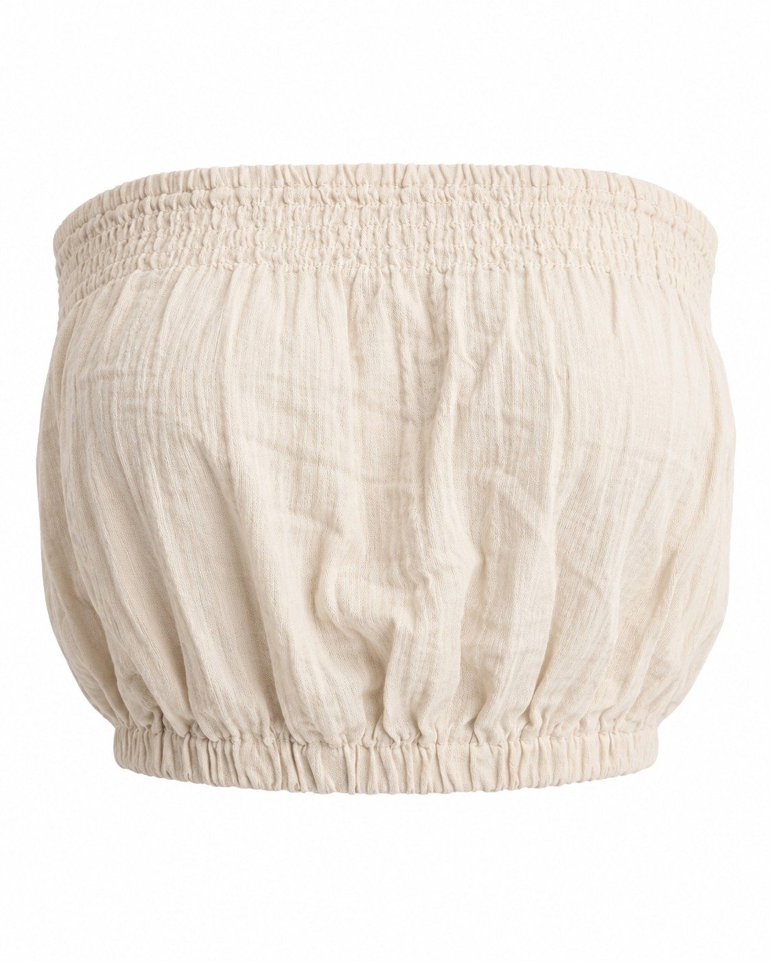 ST-Top Strapless Universal Thread Beige/Azul en Gasa Arrugada - Imagen 4
