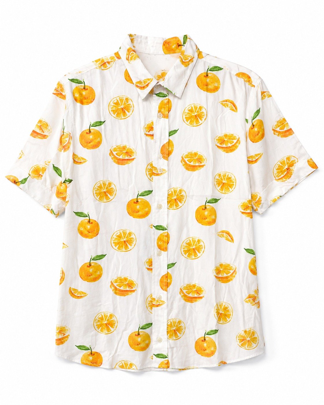 St Guayabera Cotton Co Wht Orange Prt