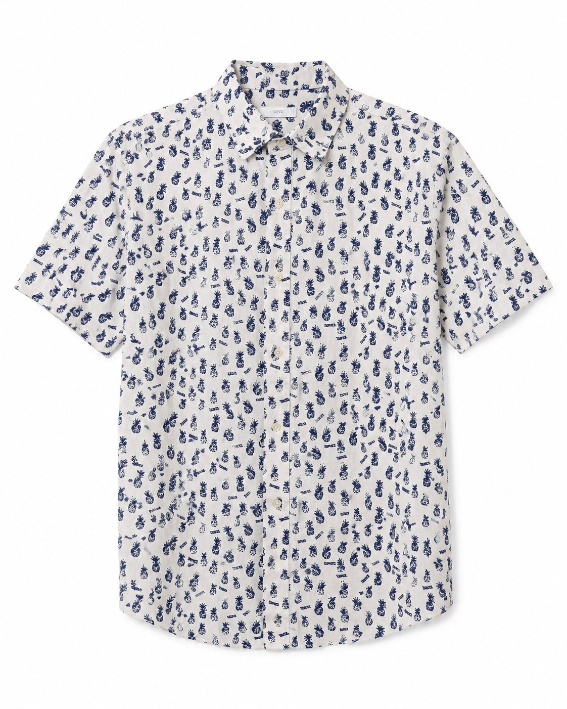 ST- Guayabera Cotton&Co Blanca Multi Pinapple Azul Marinpo
