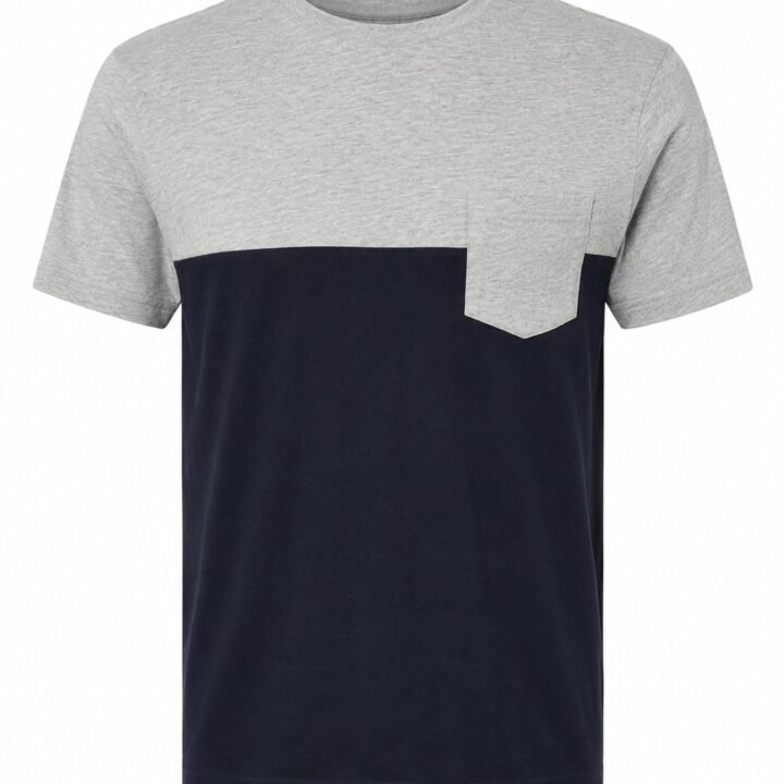 ST-Playera Cotton&Co Gris/Azul Marino con Bolsillo