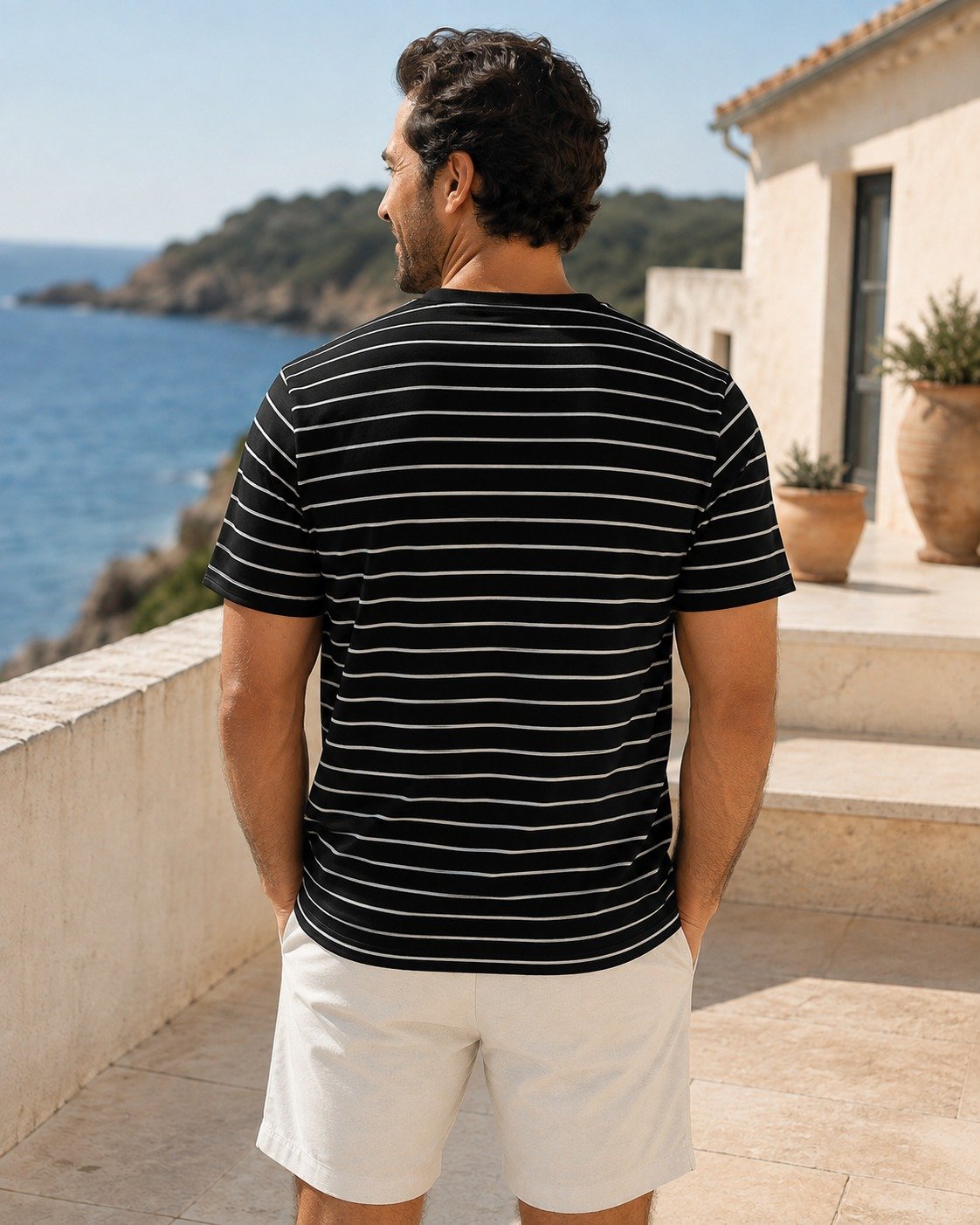 ST-Playera Cotton&Co Pencil Negra a Rayas Blancas - Imagen 3