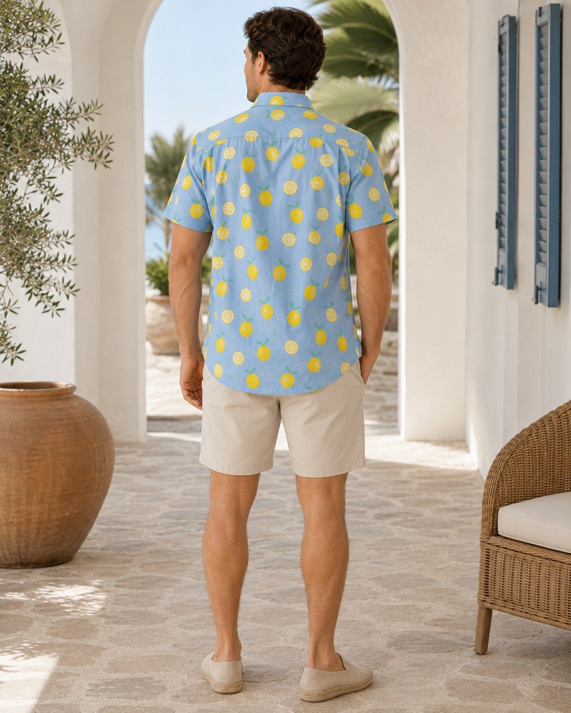 St Guayabera Cotton Co Orange Prt Colores - Imagen 3