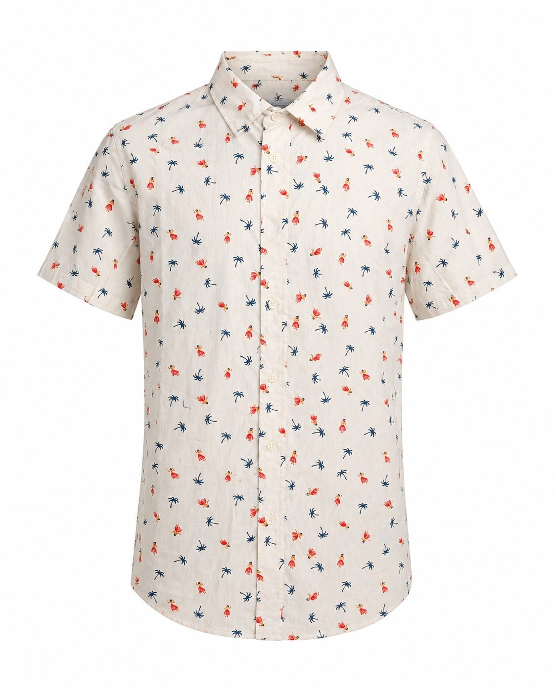 ST-Guayabera Cotton &Co Hueso con Estampado Palm y Dancer