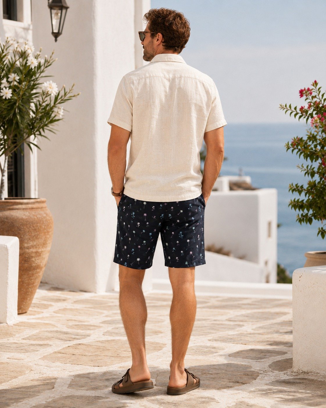ST-Short Cotton&Co Azul Marino Multi Palm Prt - Imagen 3