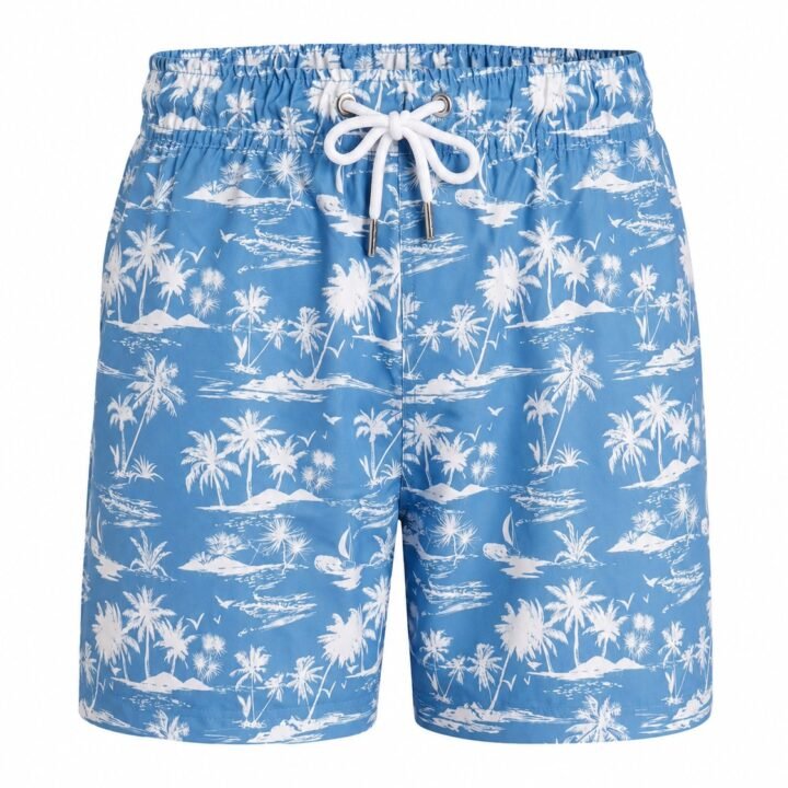 ST-Short Bluewave Swim Azul Cielo Estampado Blanco de Isla Palma