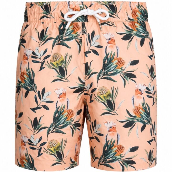 ST-Short Bluewave Swim Salmon Estampado Bird Flower