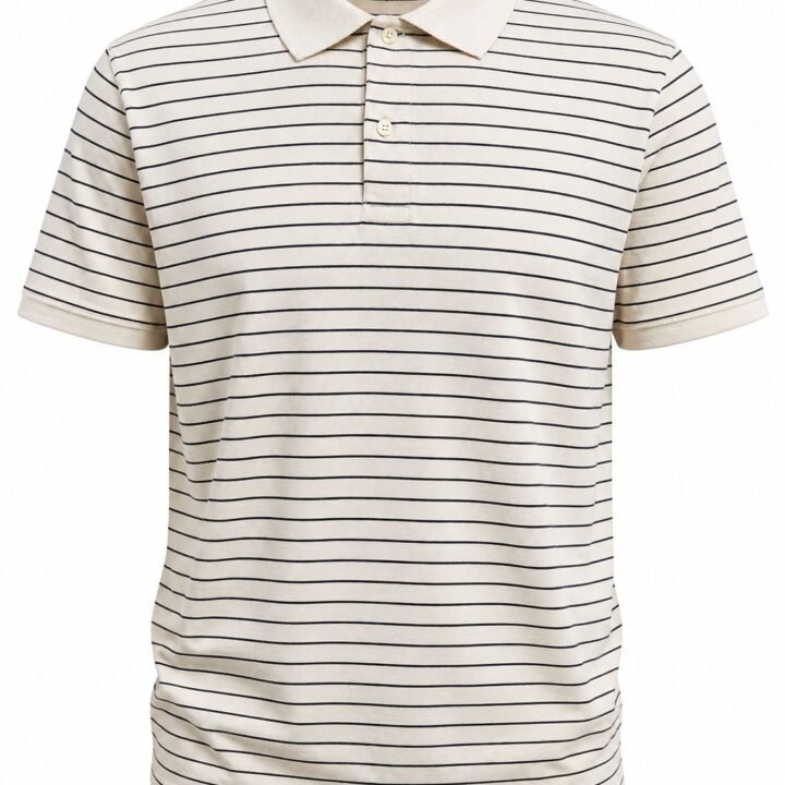 ST-Playera Cotton&Co Crema a Rayas Negras con Cuello