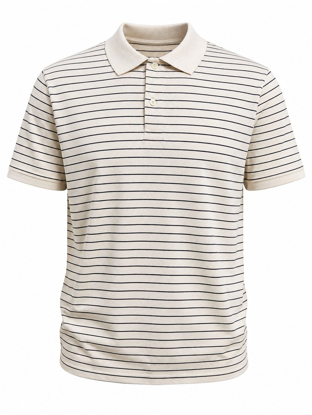 ST-Playera Cotton&Co Crema a Rayas Negras con Cuello